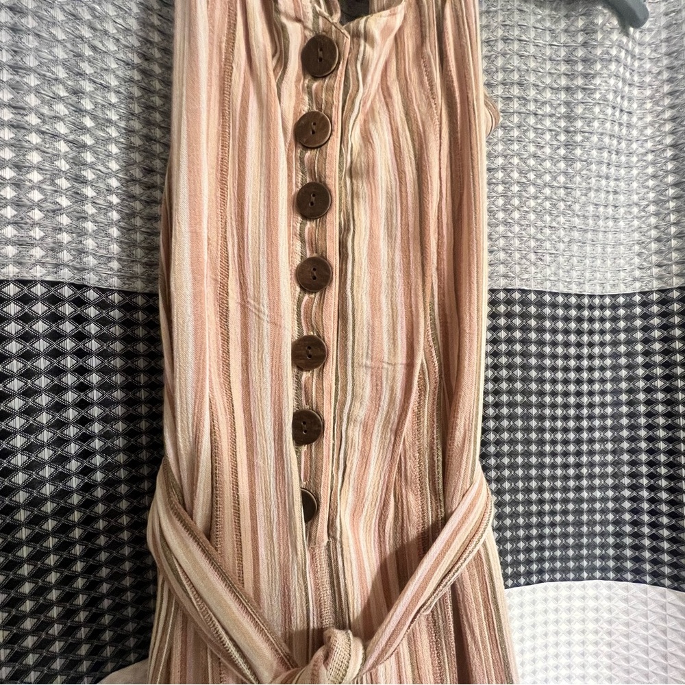 American Eagle striped jumpsuit halter neck tie - Picture 2 of 9